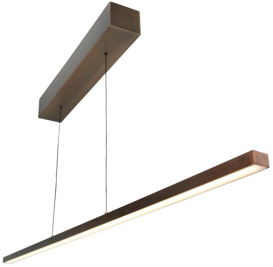 Suspension Bande 3994BR, lampe LED couleur bronze, 114 cm de large, avec système de réglage de la hauteur de Steinhauer, design élégant et moderne dans une teinte chaude