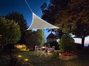 Perel Schaduwdoek met 107 leds, waterafstotend, 3.6 x 3.6 x 3.6 m, 160 g/m², IP44, zonne-energie, polyester, driehoek, taupe