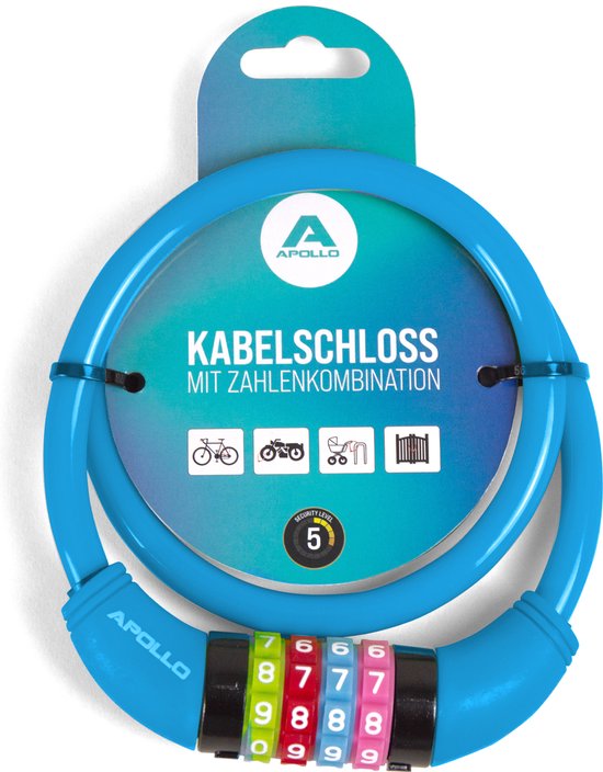 Antivol Apollo pour vélos d'enfants – convient également aux trottinettes et aux draisiennes – antivol à combinaison simple pour enfants, léger et sûr, antivol à code pour trottinette, sans clé, accessoire idéal pour trottinettes et vélos
