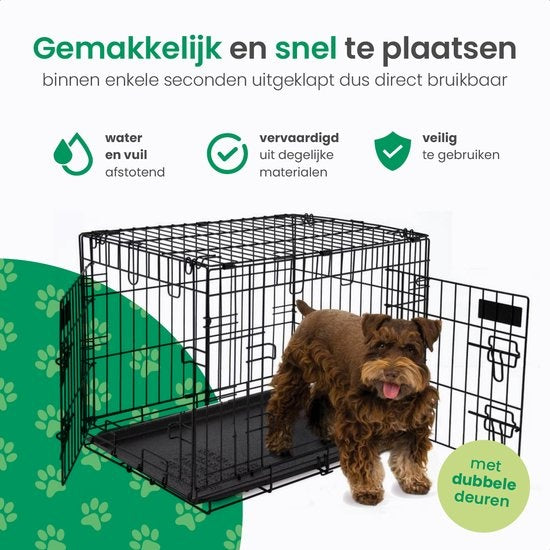 Gopets Dog Bench Foldable S - Banc - Pour chiens - Coussin pour chien inclus - 2 portes - 61 x 43 x 48 cm