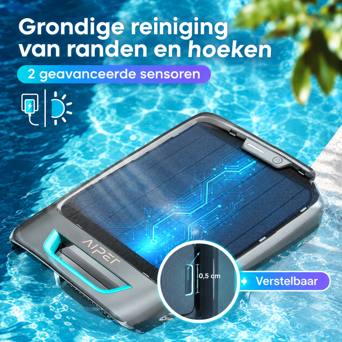 Nettoyeur de surface de piscine Aiper EcoSurfer S2 - Énergie solaire, batterie d'une autonomie de 35 heures, Wi-Fi/Bluetooth