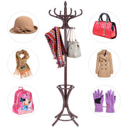 Coast porte-armoire porte-vêtements porte-manteaux avec porte-parapluie ??12 crochets à linge marron