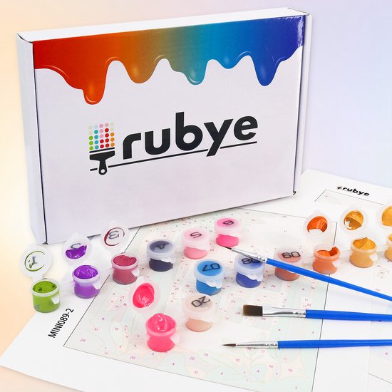 Rubye® Painting By Number Adults - Gin Tonic - Cocktails - Peinture et pinceaux inclus - Toile à peindre - Colour by Number - Double Set - 15x20cm