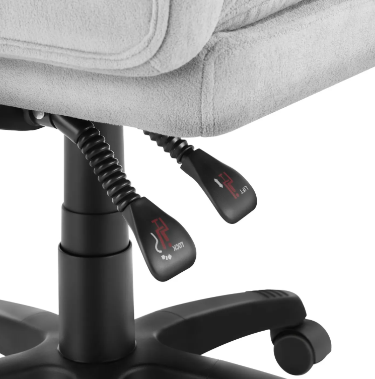 tectake Siège de bureau Jillien avec repose-pieds - Ergonomique - Velours - Gris