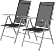 909 Outdoor - Chaises de jardin - Lot de 2 - Dossier réglable - Pliable - Chaises d'assise - Aluminium et Textile - 69 x 56 x 106 cm