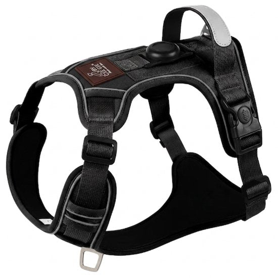 Harnais pour chien By Cee Cee – Harnais anti-traction – Harnais en Y pour chien – Harnais réfléchissant – Noir – Taille S