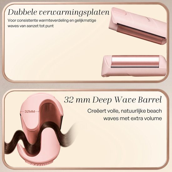 Fer à friser Sansbeauté® Wave 32 mm - Fer à gaufrer - Fer à boucler en céramique pour des ondulations de plage - Ondulations de sirène - Fer à boucler pour ondulations de sirène - Cheveux ondulés - Fers à boucler - The Waver - Appareil de coiffure - Crimp