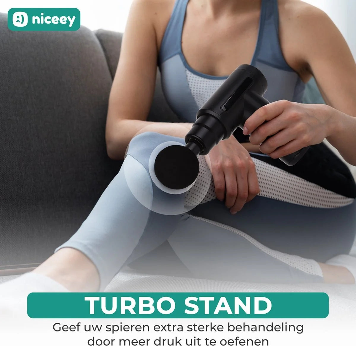 Niceey Massage Gun Mini - Puissant - Sans fil - 5 accessoires - Appareil de massage - Pistolet de massage - Appareil de massage sportif et relaxant - Avec étui - Noir