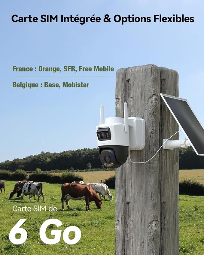 Caméra de sécurité solaire Imou IPC-SA70F-10M1T2 – Double 5 MP – Wi-Fi et 4G LTE – IP65