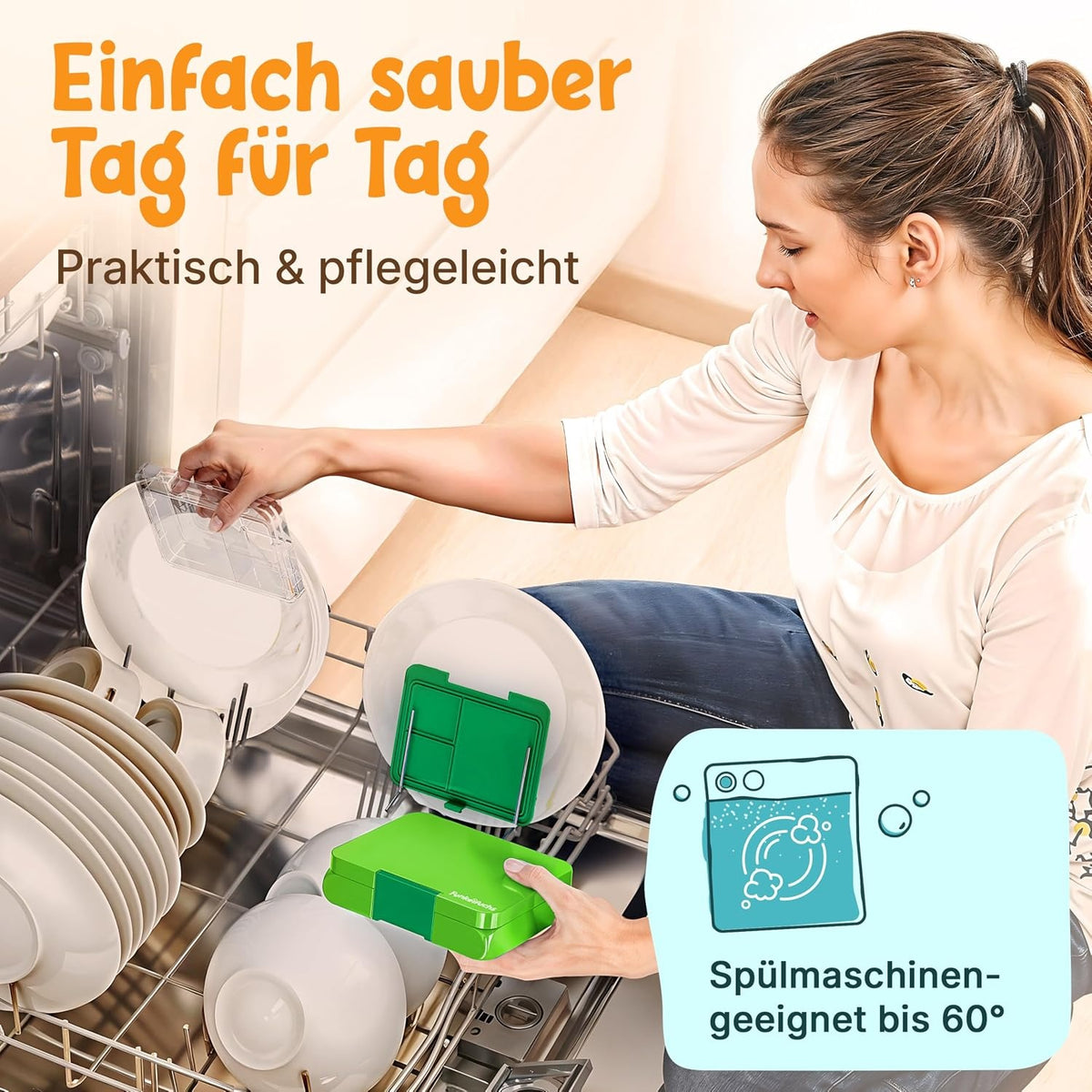 Boîte à repas Funkelfuchs Sternchen - 500 ml - 3 compartiments - Verte