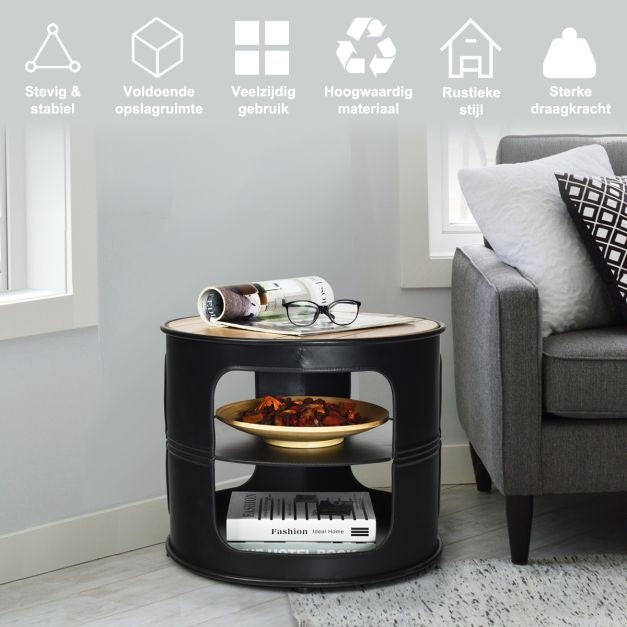 Table d'appoint Coast - 3 couches - 50x50x41,5 cm - Noir