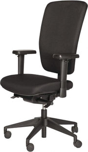Chaise de bureau - 1813-NPR, piètement réglable, assise et dossier en tissu noir/noir