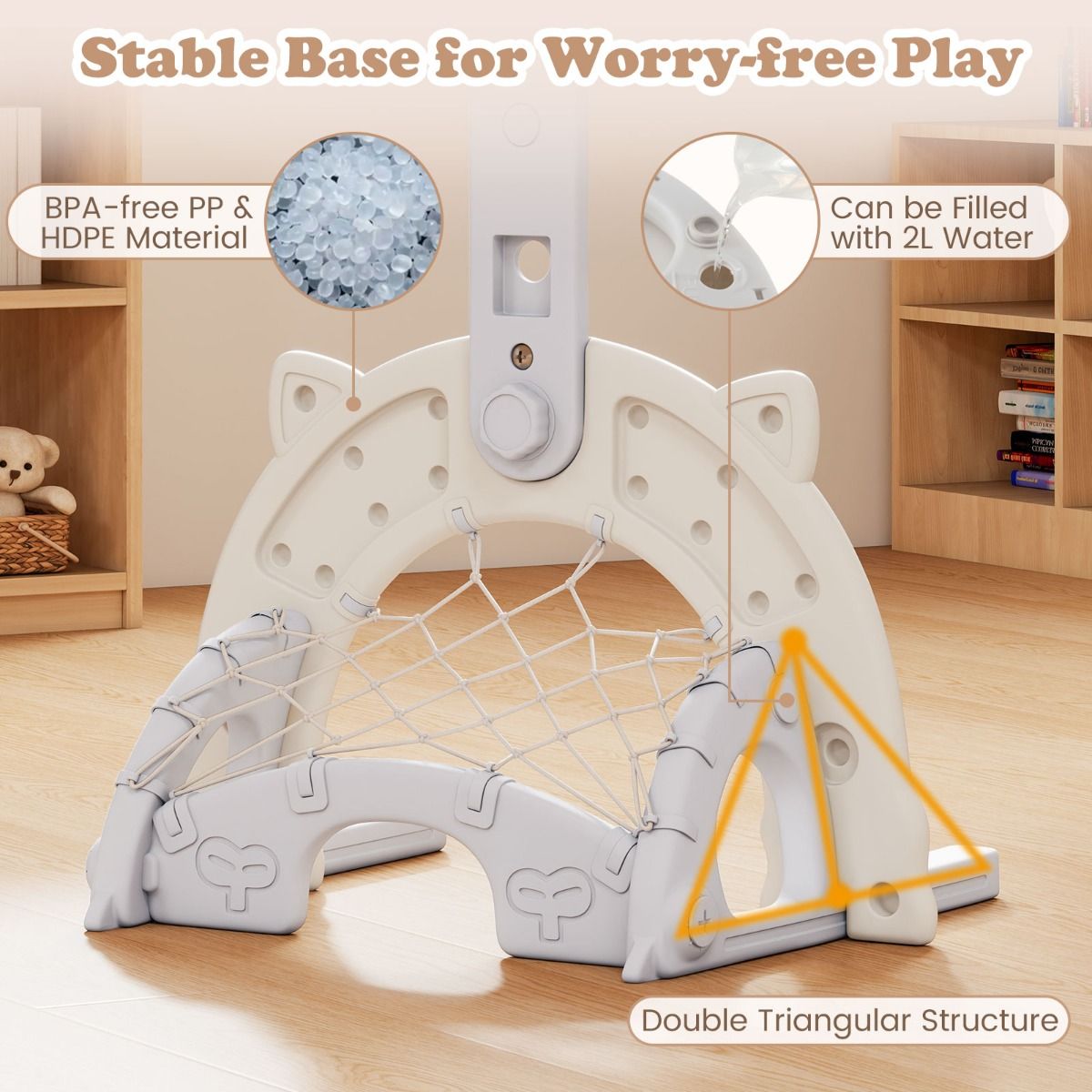 Panier de basket et centre d'activités 3-en-1 Coast - Hauteur réglable - Pour l'intérieur et l'extérieur - Gris et blanc