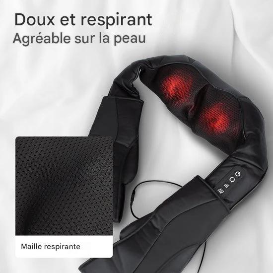 Auronic Shiatsu Coussin de massage - Appareil de massage électrique pour la nuque - Appareils de massage - Appareil de massage pour la nuque et les épaules - Infrarouge - Noir