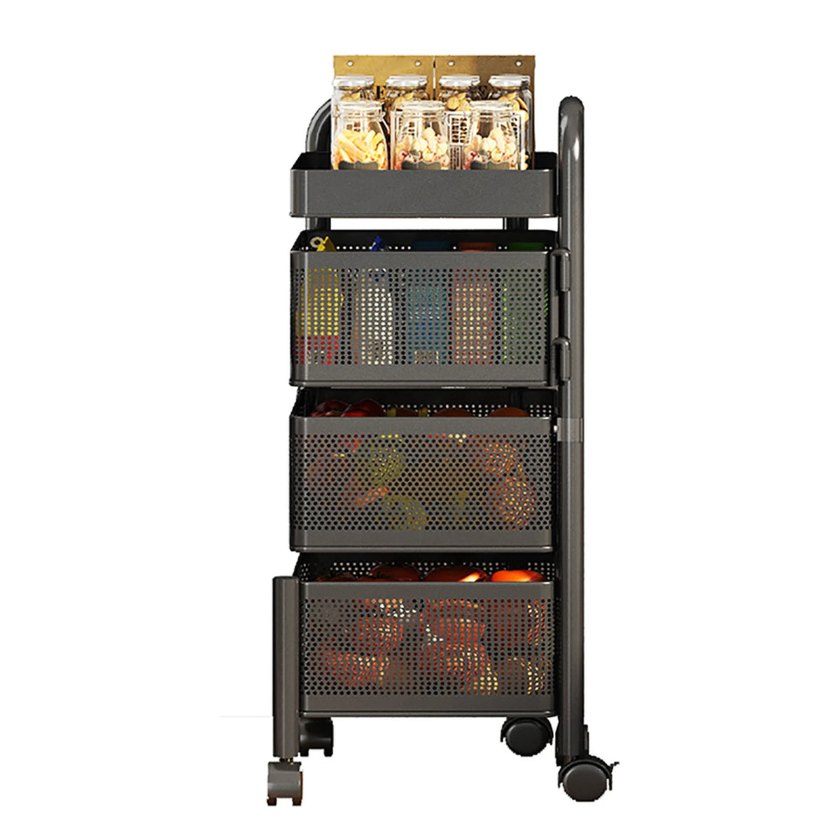 Étagère de rangement rotative Maxcook à 4 niveaux - Chariot sur roulettes - Pivotante à 360° - MCZW0126