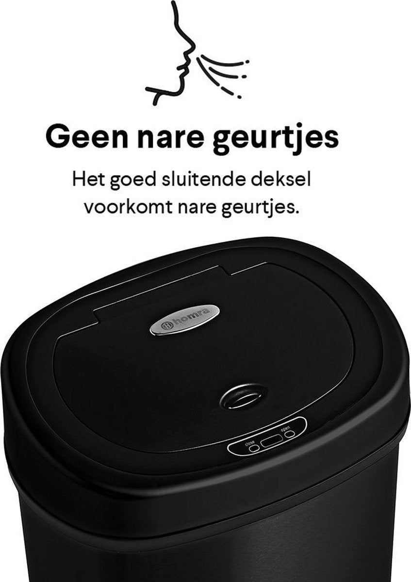 Poubelle avec capteur infrarouge - Homra FONIX - 50 litres - Noir