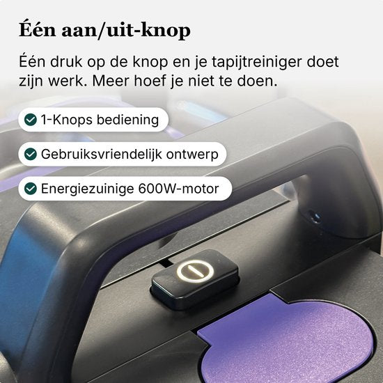 Motionflow Nettoyeur de moquette Go! - Puissant nettoyeur de taches et de canapés de 16 kPa - Appareil de nettoyage pour canapés, sols, voitures et moquettes - Nettoyeur de moquette