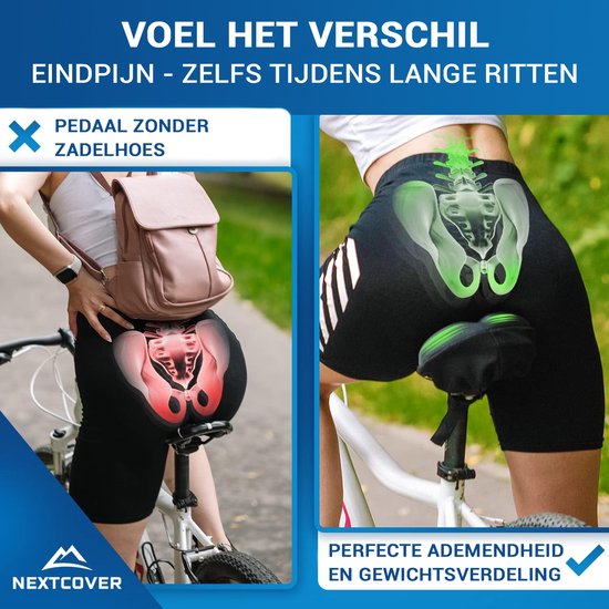 NEXTCOVER® NOUVEAU Housse de selle universelle en gel pour vélo, housse de pluie incluse [mousse à mémoire de forme] - Housse de selle imperméable avec rembourrage multicouche - Housse de selle anti-pluie pour selle de vélo, pour hommes et femmes - Fin