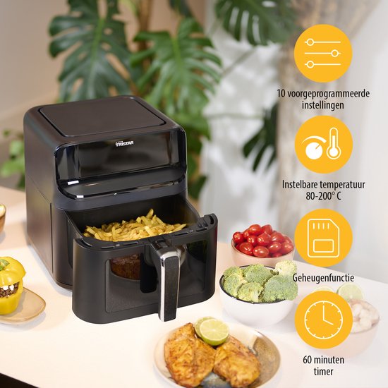 Tristar FR-9037 - Friteuse à air chaud XXL - 6,2 L - Avec hublot - 10 programmes de cuisson - Sans PFAS