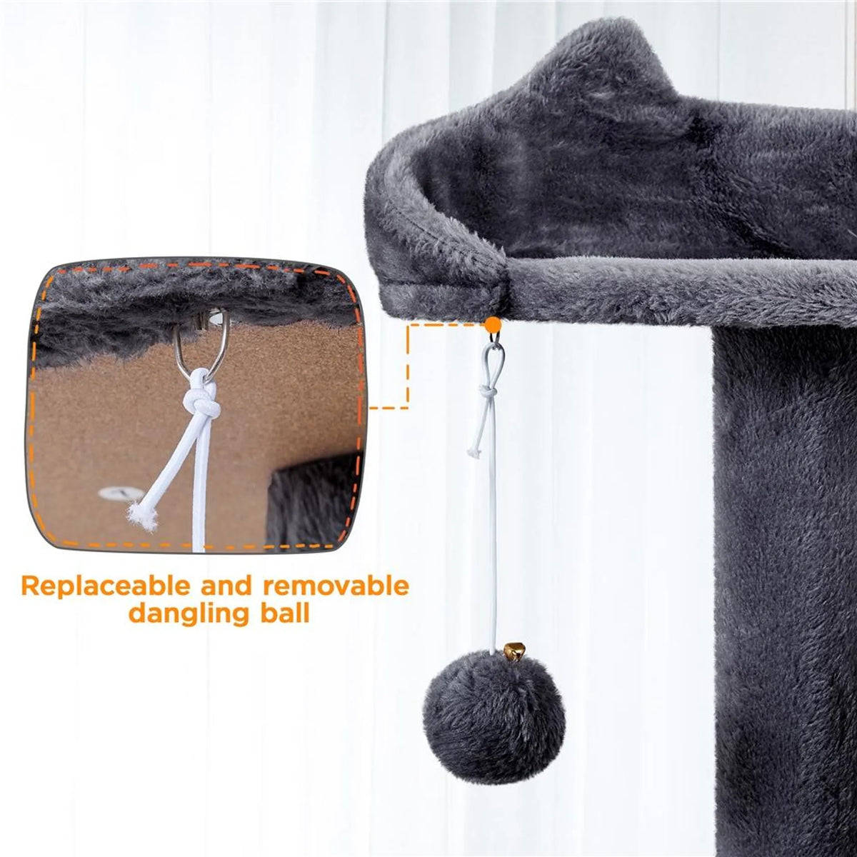 Yaheetech Cat Post XXL avec deux paniers pour chats - équipé d'une rampe d'escalade, d'une chaise longue pour les oreilles du chat et de boules de jeu suspendues - pour les foyers avec plusieurs chats - peluche et sisal gris foncé - 59,5 x 55 x 202,5 cm