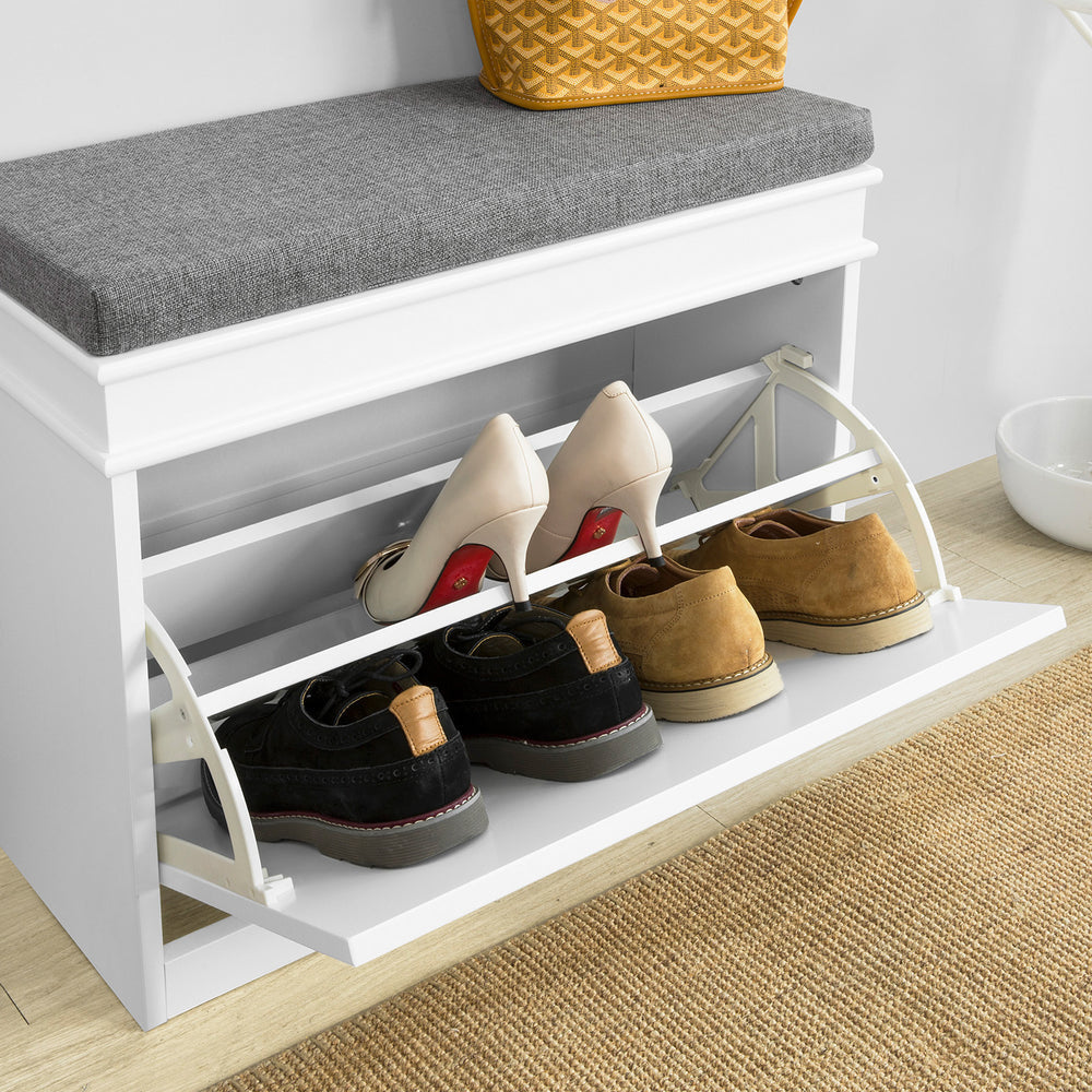 SoBuy FSR82-K-W Meuble à chaussures Meuble à chaussures avec assise rembourrée et banc à chaussures rembourré