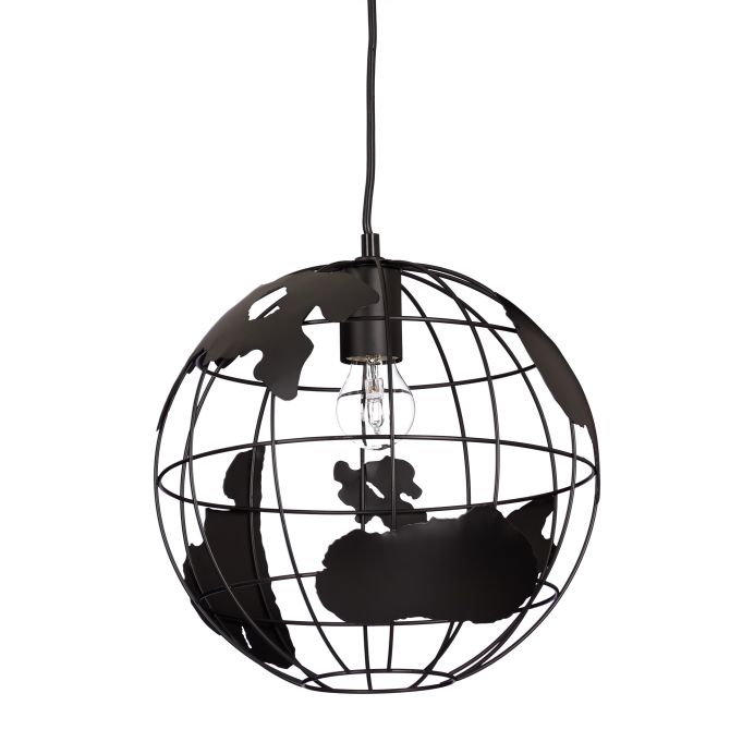 Suspension « globe terrestre » Relaxdays - Ø 30 cm - Réglable en hauteur - Noir