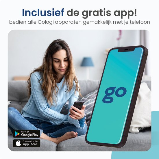 Gologi Ventilateur avec thermostat - Poêle électrique - Chauffage - Chauffage - Avec app et Touch Control - 1500W