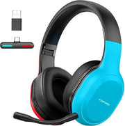 Kofire UT-01 2.4GHz Wireless Gaming Headset - Casque supra-auriculaire Bluetooth avec microphone - Multiplateforme - Rouge bleu