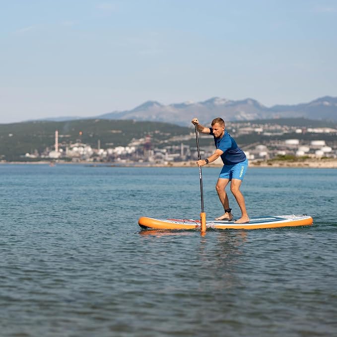 Kit complet de planche de SUP gonflable CampSup – Avec pagaie, pompe, sac, aileron et corde de sécurité