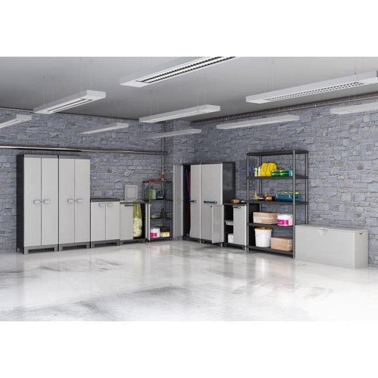 Keter Linear Opbergkast laag - 1 plank- 39x68x90cm - Zwart/Grijs