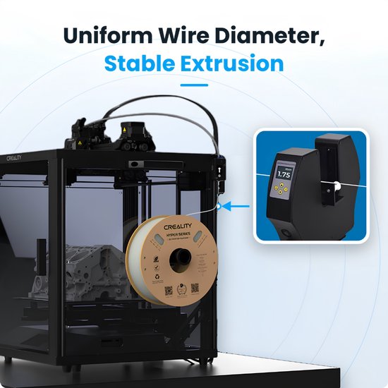 Filament pour imprimante 3D Creality Hyper PLA 1,75 mm - Universel - 1 kg - Impression rapide jusqu'à 600 mm/s - Enroulé sans emmêlement - Or