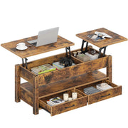 Table basse Rolanstar à hauteur réglable - Marron foncé - 100 x 50 x 48 cm - Avec tiroirs, espace de rangement