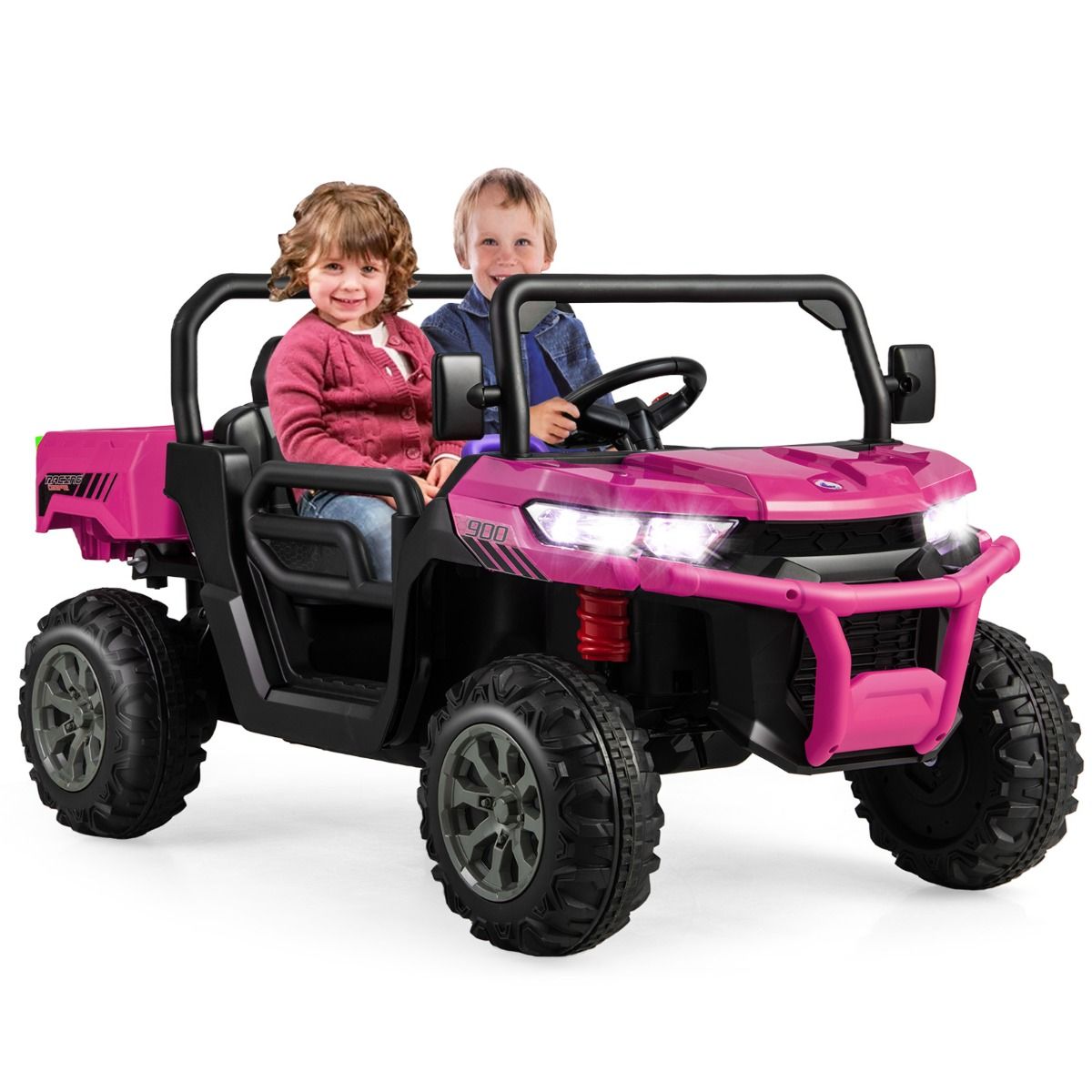 Camion à benne basculante électrique Coast pour enfants - 2 places - Télécommande - Rose