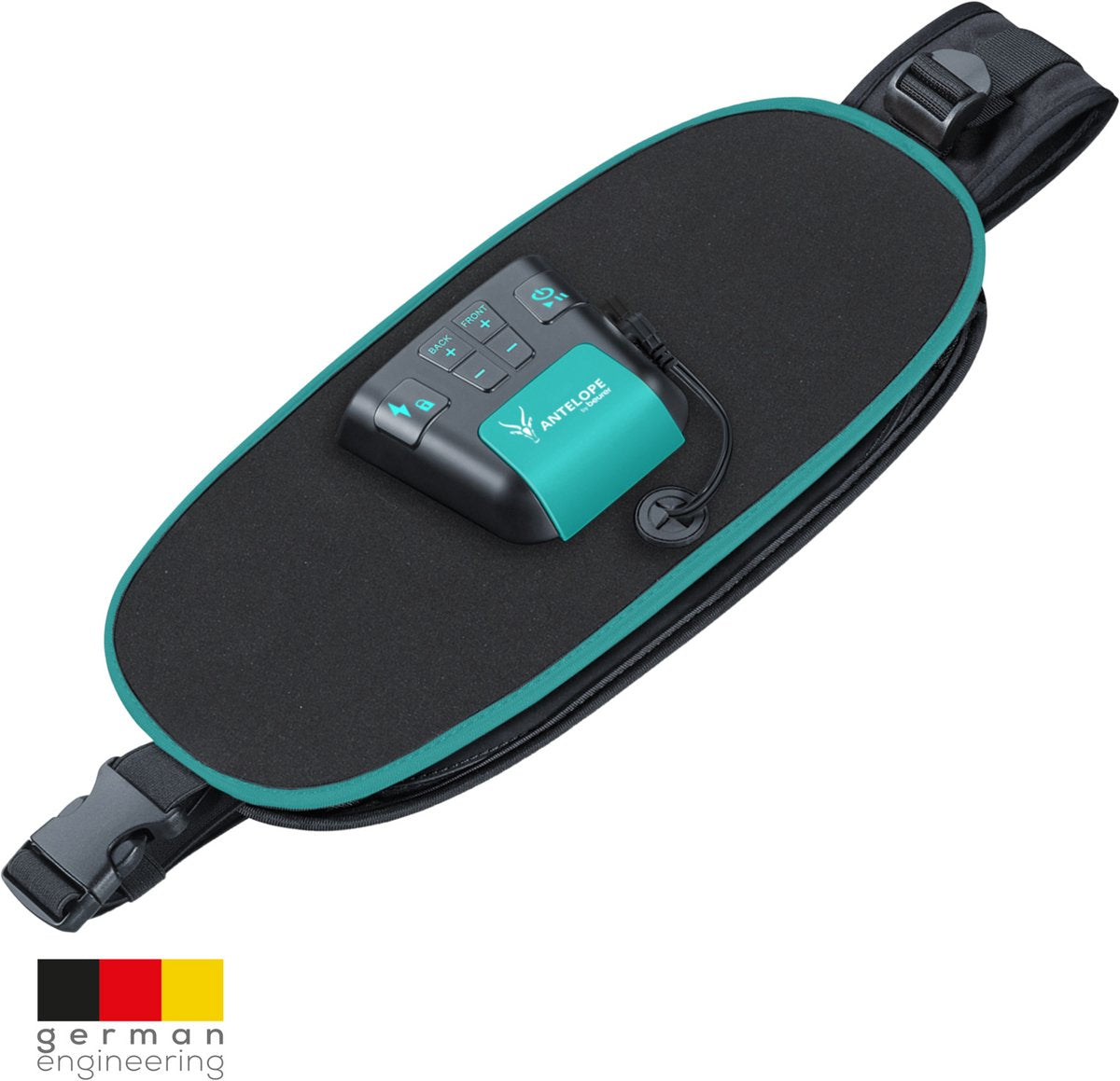Antelope Corefit II EMS Trainer - Entraînement électrique des muscles abdominaux et dorsaux - 9 programmes - intensité réglable - taille 75-130 cm - piles incluses - pour hommes et femmes