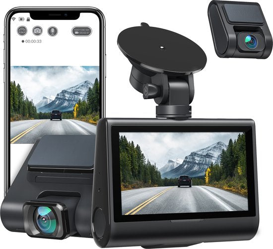 Caméra embarquée iZEEKER GD850 pour voiture - 4K et 1080p - Caméras avant et arrière - Wi-Fi et GPS - Écran tactile IPS 3 pouces - Capteur Sony - Vision nocturne