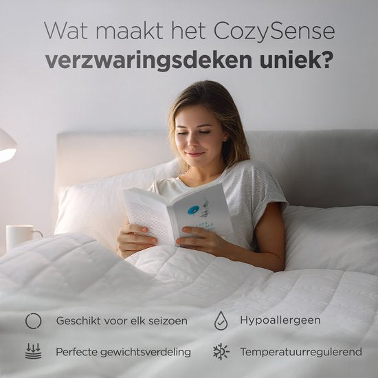 Couverture lestée CozySense® 5kg - 100% Tencel - Couverture lestée - Couverture lourde avec régulation de la température et confort respirant - Répartition de la pression GLASS-Flow® - 1 personne - Blanc