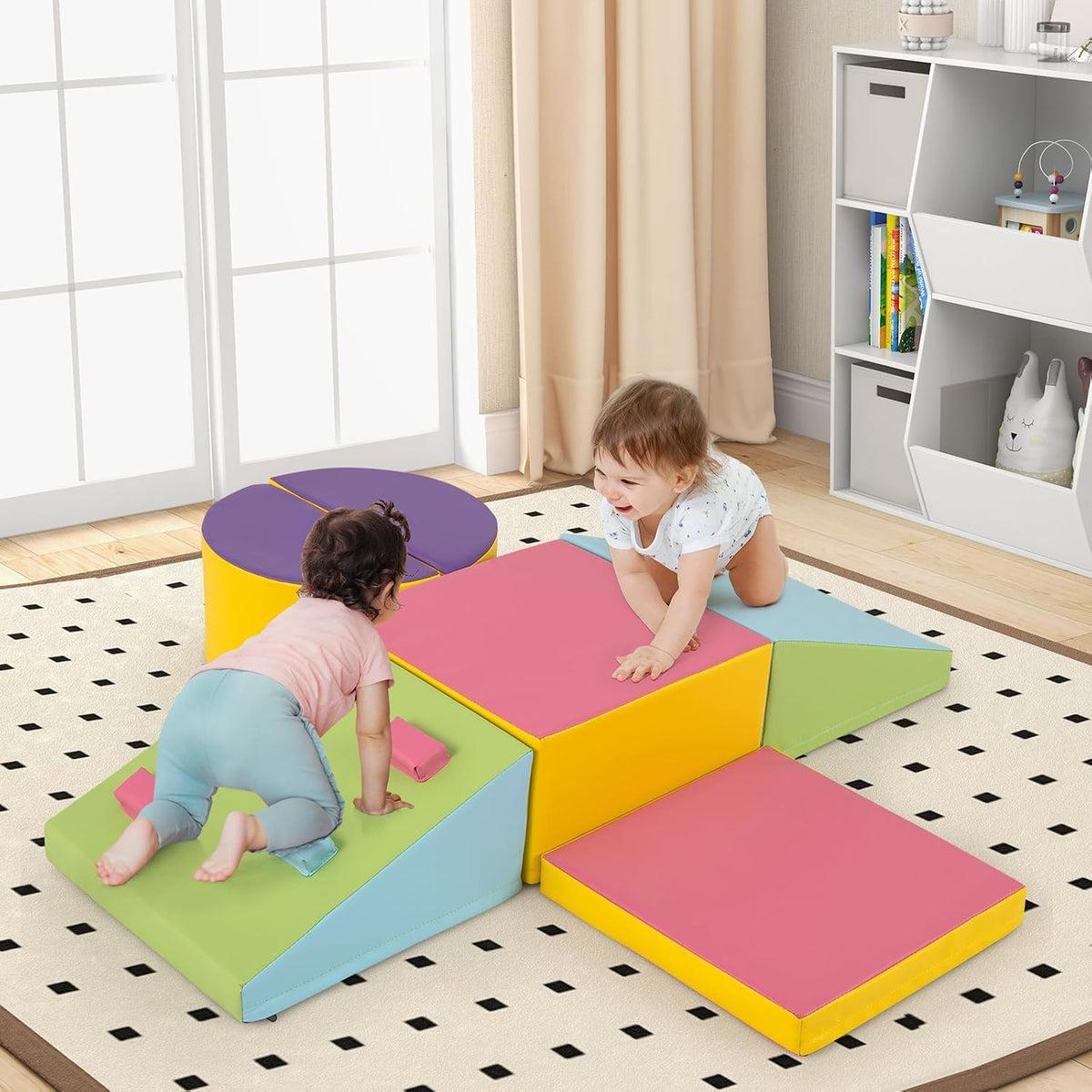 Ensemble de blocs de construction souples COSTWAY - 6 pièces - Blocs pour grimper, ramper et jouer - 40 x 40 x 20 cm - Multicolore