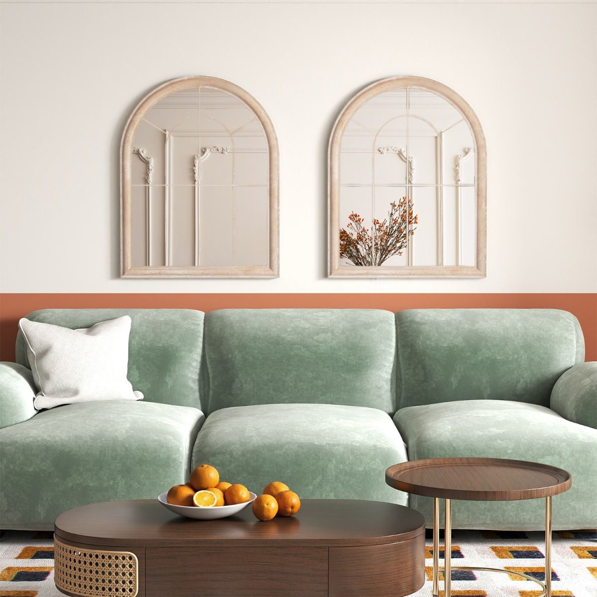 Miroir Coast pour encadrement de fenêtre - miroir mural incurvé - cadre métallique - gris - 88 x 69,5 cm