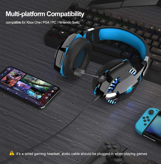 PHOINIKAS G2000 BT Bluetooth Laptop Gaming headset with microphone Over-ear Headphones - Black blue