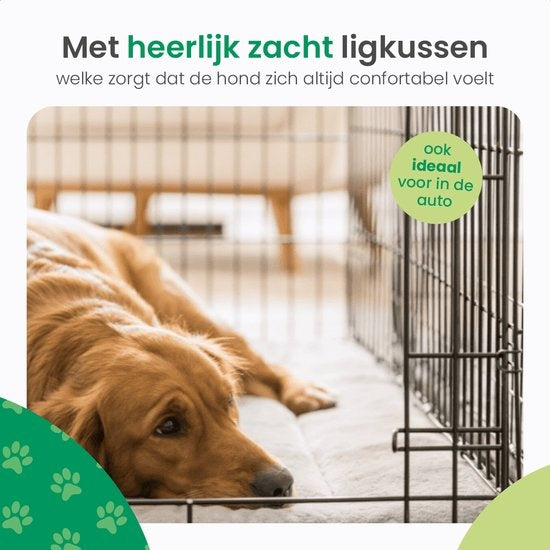 Gopets Dog Bench Foldable XL - Banc - Pour chiens - Coussin pour chien inclus - 2 portes - 107 x 71 x 76 cm