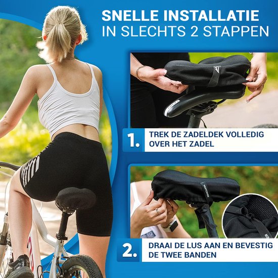NEXTCOVER® NOUVEAU Housse de selle universelle en gel pour vélo, housse de pluie incluse [mousse à mémoire de forme] - Housse de selle imperméable avec rembourrage multicouche - Housse de selle anti-pluie pour selle de vélo, pour hommes et femmes - Fin