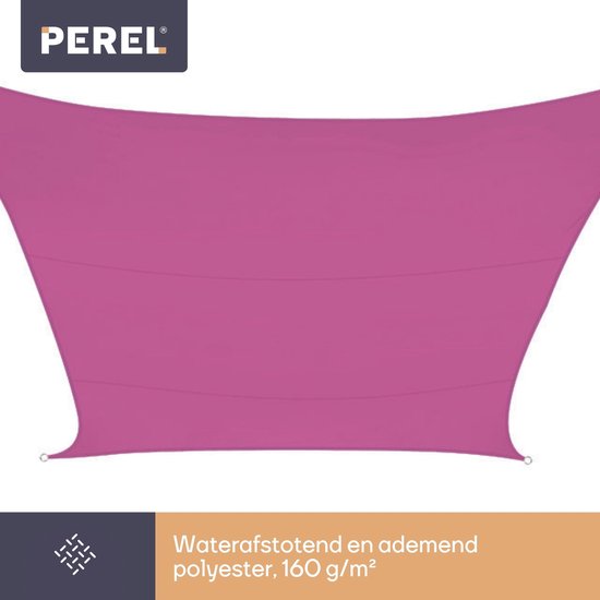 Perel Toile d'ombrage, hydrofuge, 2 x 3 m, 160 g/m², polyester, rectangle, fuchsia
