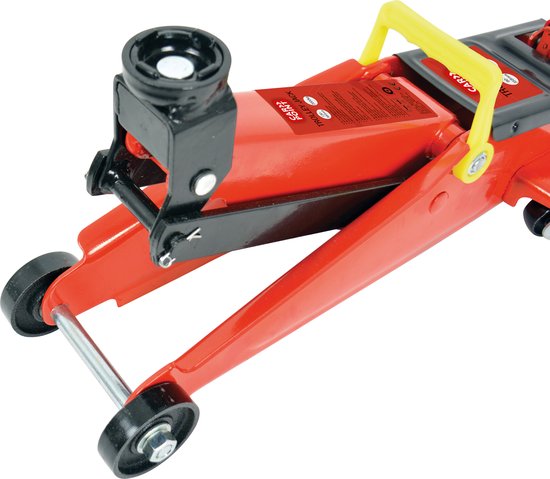 Cric de garage Carpoint - Mobile - Hydraulique - Capacité de charge maximale 2000KG - Hauteur de levage de 130-380mm - Valve de sécurité automatique - Longue tige de pompe - Roues pivotantes - Avec certification de produit TüV/GS