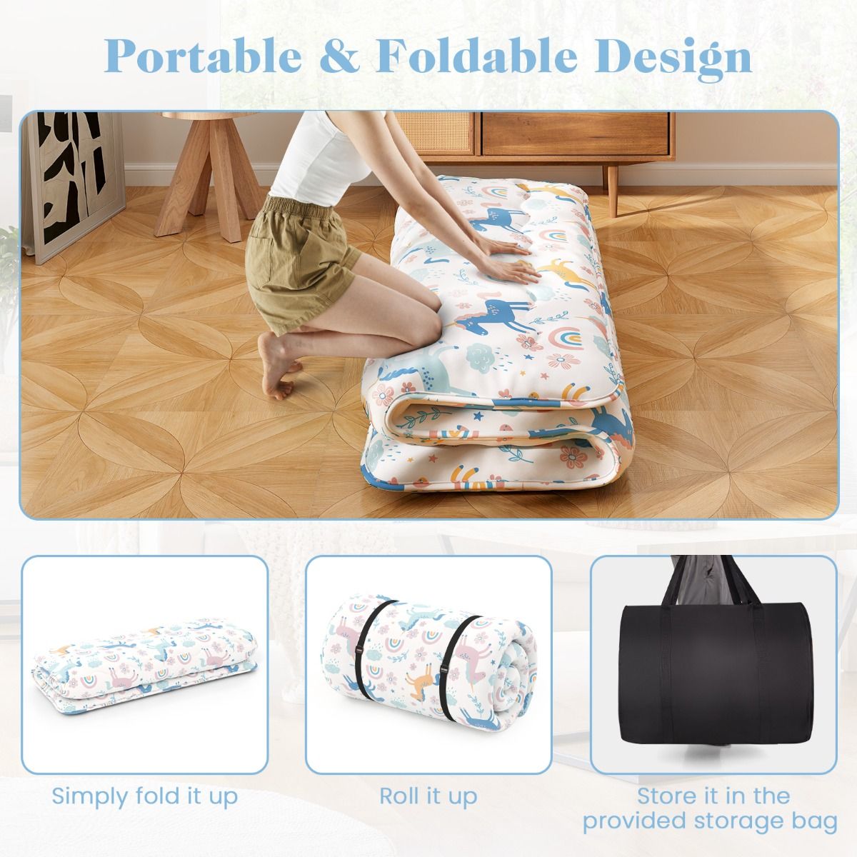 Matelas futon Coast - housse lavable - sac de transport inclus - coloré 140 x 200 cm
