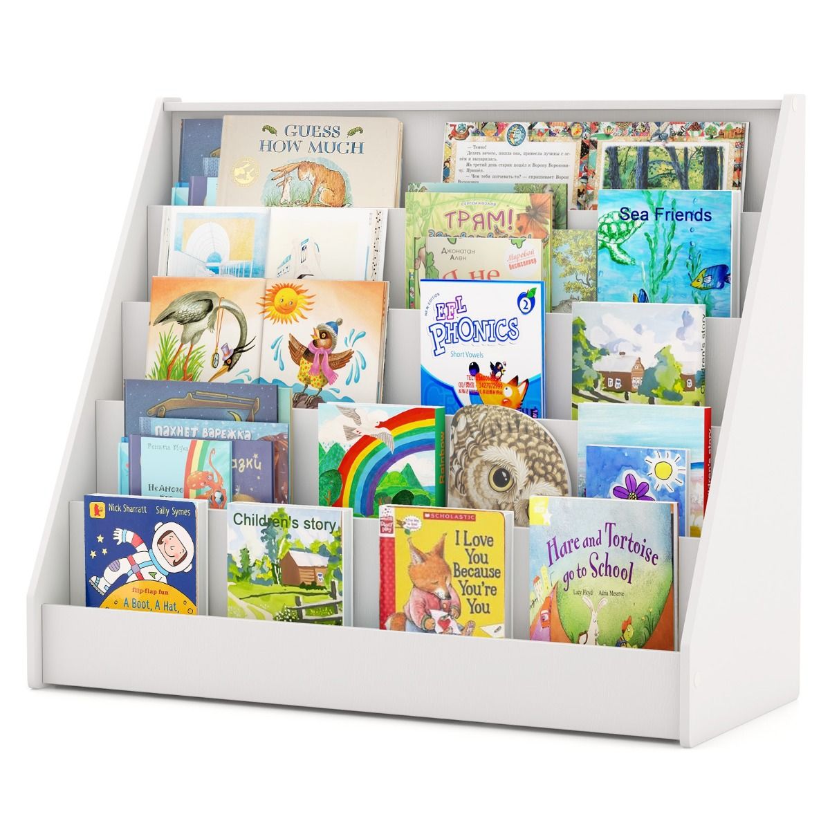 Bibliothèque pour enfants Coast - 5 étagères - bibliothèque sur pied - naturel/blanc - 91 x 38 x 76,5 cm