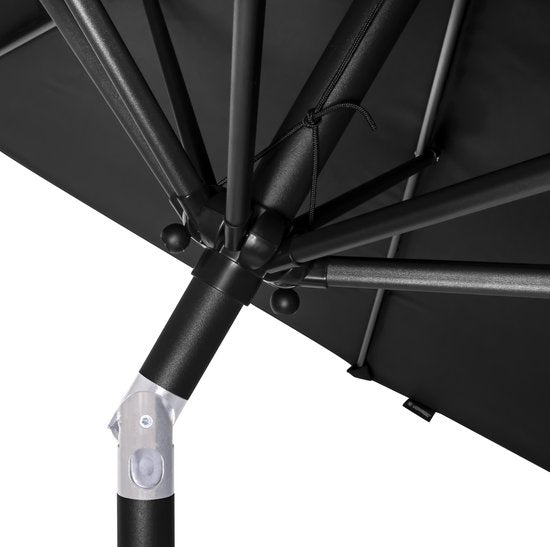 VONROC Premium Parasol à manche Recanati Ø300cm - Housse de protection incluse - Parasol rond - Inclinable - Toile résistante aux UV - Noir