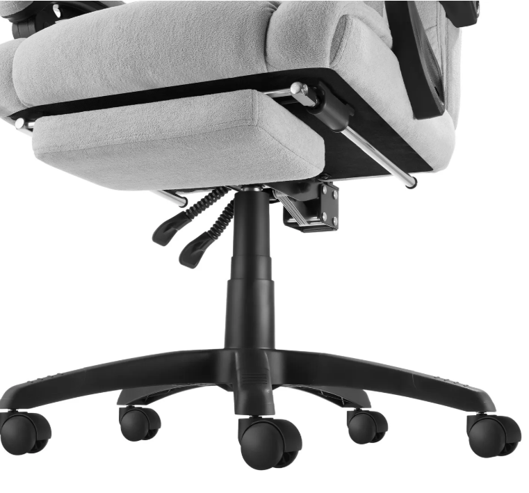 tectake Siège de bureau Jillien avec repose-pieds - Ergonomique - Velours - Gris