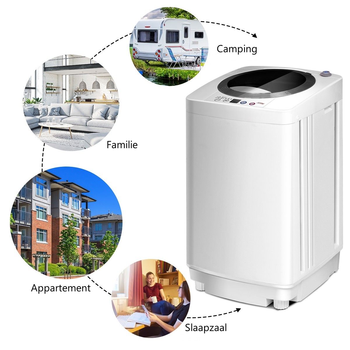 Lave-linge entièrement automatique Coast - 2 en 1 : lavage et essorage - compact - blanc