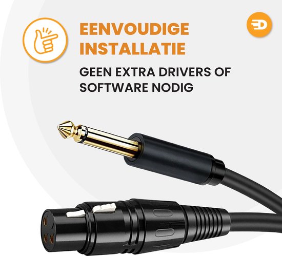 Drivv. Premium XLR Cable - XLR femelle vers jack 6,35 mm mâle - Jack stéréo - 5 mètres