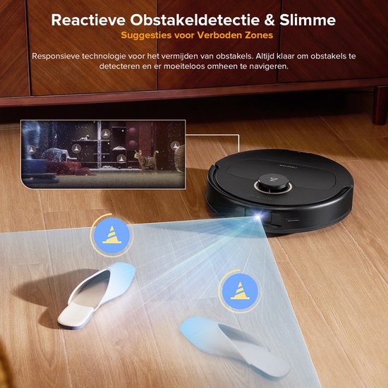 Roborock Qrevo S5V - Robot aspirateur avec station d'accueil - Puissance d'aspiration de 12 000 Pa - FlexiArm - Fonction de lavage - Évitement réactif des obstacles - Double fonction anti-enchevêtrement - Séchage à l'air chaud - Évitement des obstacles et
